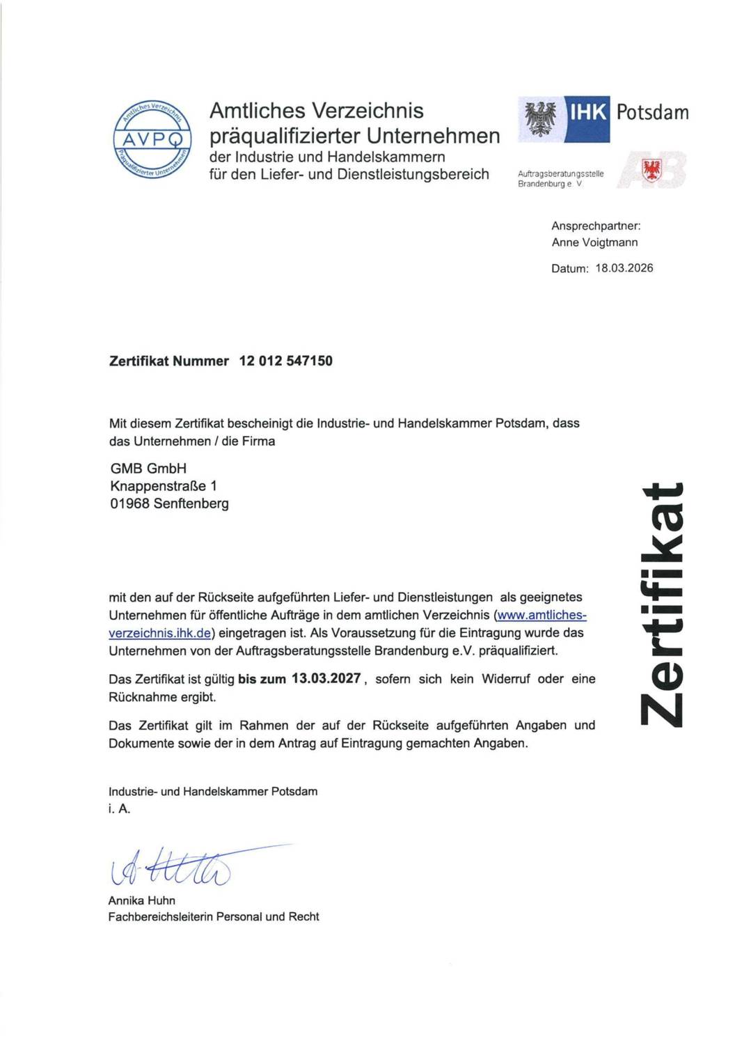 20260318 Zertifikat AVPQ bis 13.03.2027 solo 1 pdf